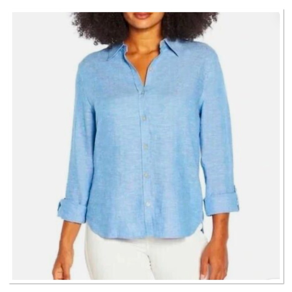 ORVIS Women's Long Sleeve Linen Button Top NWT